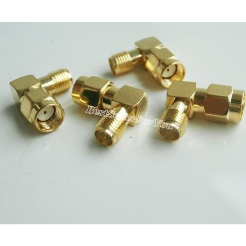 1Pcs RP SMA Male To RPSMA Female Plug Right Angle 90 Degree RF Connector Adapter