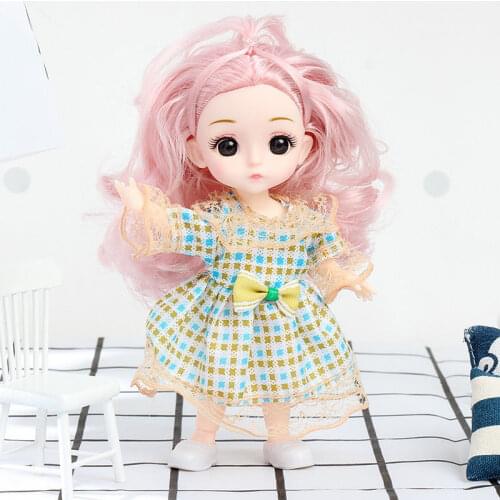 16CM BJD Doll 13 Movable Joints Casual Fashion Princess Clothes Suit Accessories Nude Decoration Multicolor Hair Girl