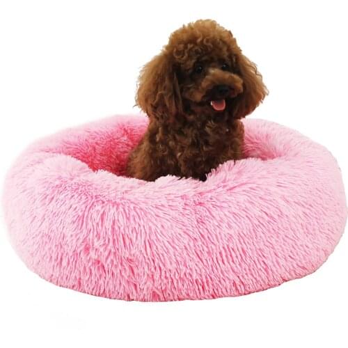 Pet Dog Beds Kennel Round Fluffy Cat House Sleeping Cushion Mat Sofa Household Super Soft Warm Comfortable Puppy Supplies