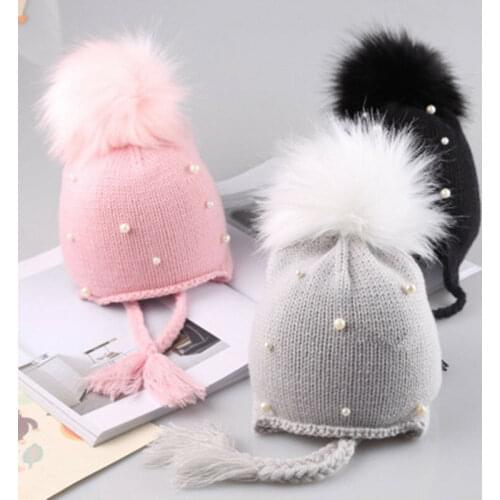 2019 Hirigin HOT Baby Toddler Kids Girl Infant Warm Pearl Crochet Knit Hat Beanie Cap 1-3Y