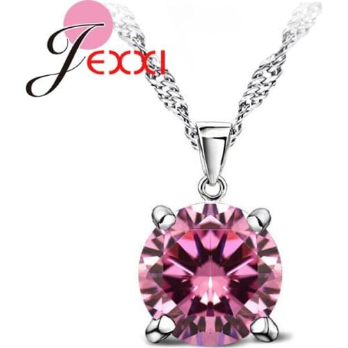 Fashion Luxury Elegant Charming Design 925 Sterling Silver With Black Crystal Pendant Necklace For Women Mother Gift