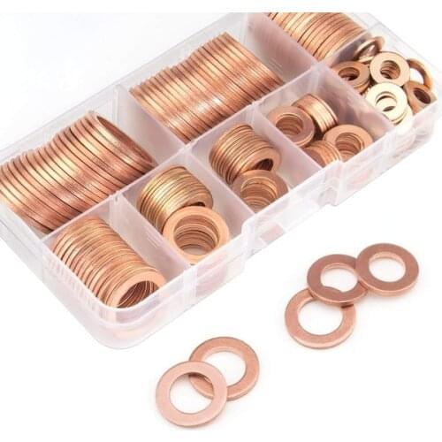 Multi-Sizes 150PCS Copper Washer Gasket Set Flat Ring Seal Assortment Kit with Box pignose bibb washer