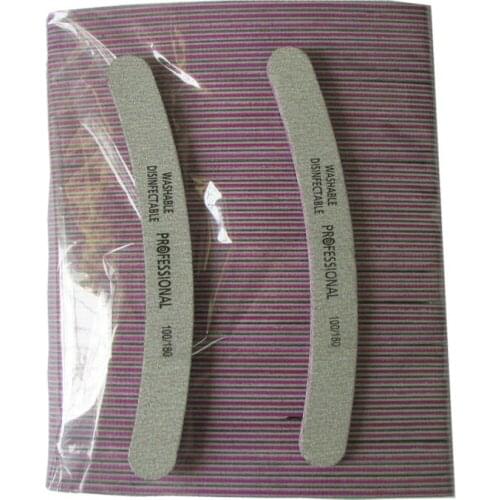 Professional Quality Emery Board Pack of 100pcs Zebra Nail Files 100/180 Grit Polish Sanding File Block Double-sided Nailfile