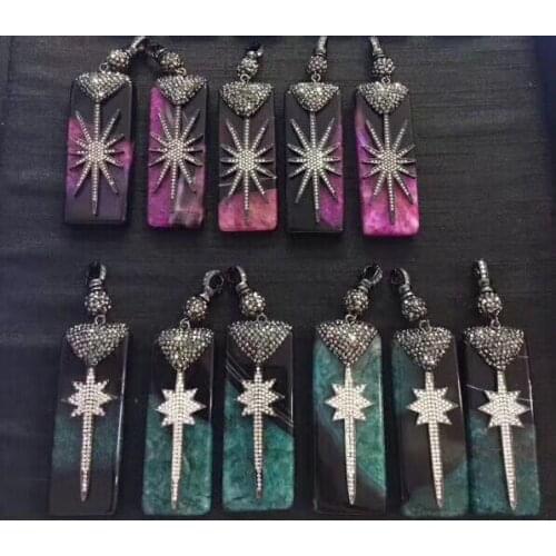 5pcs Naturel onyx pierre pendentifs en forme de goutte pave arbre charme pierre naturelle handcrafted Gems bijoux perle palm