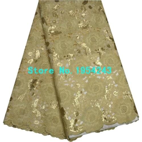 Latest Net Lace Sequins Organza Fabric 5 yards For Wedding Sewing Accessories 2017 High Quality french tulle lace fabrics CX01-5