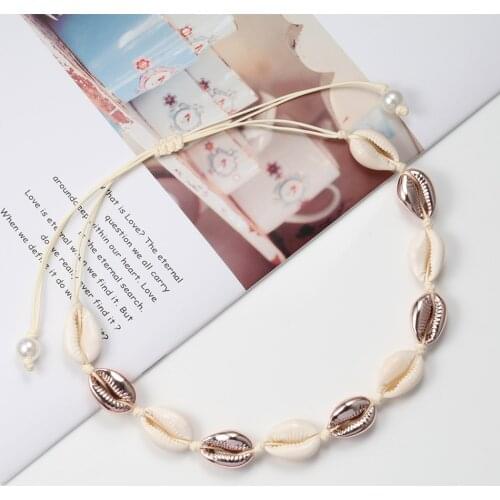 High Quantity Seashell Necklace Natural Shells Necklaces Women Jewelry Hand Knit Shell Choker Necklace Beach Party Girls Gift