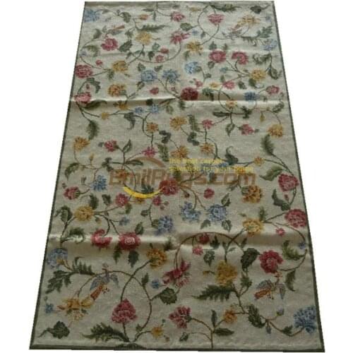 Full Width Design Needle Point Hand-woven Carpet Antique Chinese Hand-made Wool Sofa Blanket Vintage Modernism