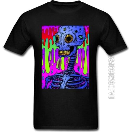 Rainbow Neon Attentive Alien Movie Print T Shirt UFO Extra-Terrestrial Organism Image T-Shirts Funny Designer Black T Shirts