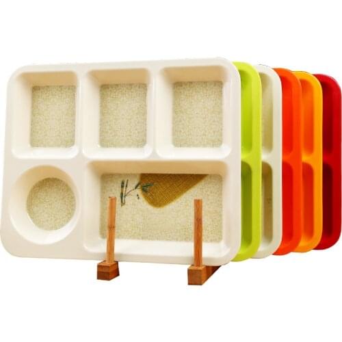 12.5 Inches Divided Plates,Melamine Tray Plate,Stackable,Dishwasher Safe (blue),Imitation Porcelain 5 Grid Fast Food Plate