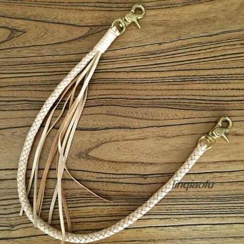 Hand-woven vegetable tanned leather cowhide rope