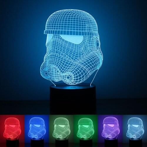 USB powered Warrior 3D Night Light LED Desk Lamp Touch Key Decoration Atmosphere Light Use Home Party Holiday