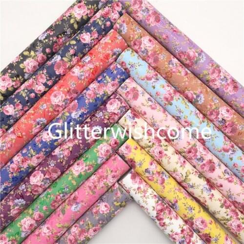 Glitterwishcome 21X29CM A4 Size Vinyl For Bows Flowers Flowers Printed Synthetic Leather Faux Leather Sheets for Bows, GM861A