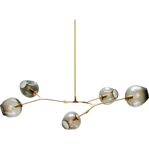 Vintage Loft Industrial Chandelier for kitchen Black Gold Bar Glass Shade suspension luminaire Chandelier Fixtures