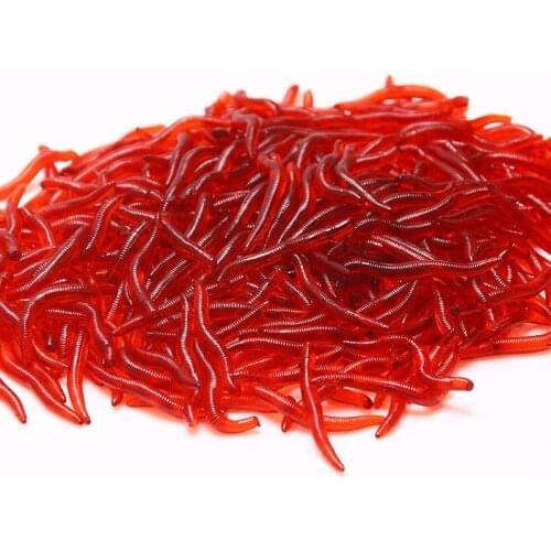 100 PCS/lot Soft Lure Fishing Simulation Earthworm red Worms Artificial Fishing Lure Tackle Lifelike Fishy Smell Lures A-39