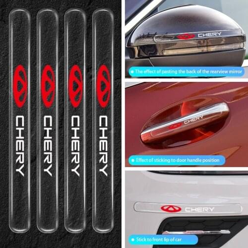 4pcs Car Door Handle Transparent Anti-Collision Sticker For Chery Tiggo 2 3 7 8 5X IQ QQ Fulwin Face Arrizo 5 Car Accessories