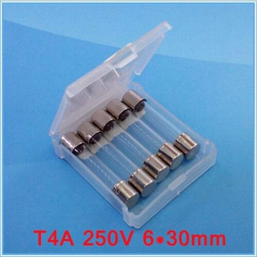 5 pcs/lot) T4A 250V 6x30mm Slow Blow Glass Tube Fuse, UL VDE RoHS Approved,4A 4Amp