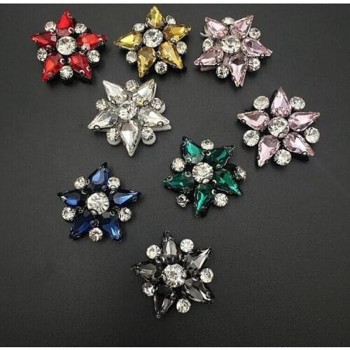 5 pcs Stars Rhinestones beads brooch patches applique embroidery crytal sew on patch DIY clothes cap scarf shoes bag decoration