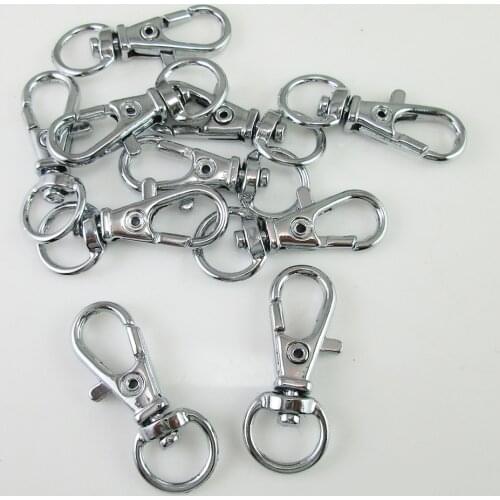 50 Pieces of Chromium Plated Metal Keyring Keychain Lobster Clasp Swivel Clips Snap Hook