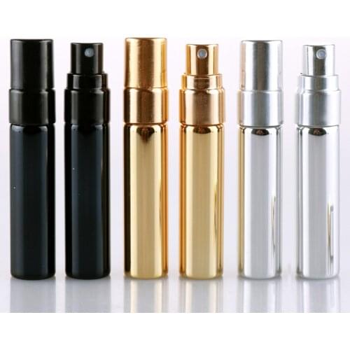 50pcs/lot 5ML Portable Refillable Glass Perfume Bottle With Aluminum Sprayer Empty Cosmetic Parfume Vial For Traveler