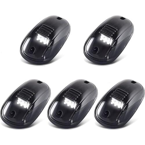 9 LED White Cab Roof Top Marker Running Clearance Light for Ford Dodge Ram Toyota Trucks SUV POV Pickup, Black 5 PCS