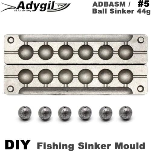 Adygil DIY Fishing Ball Sinker Mould ADBASM/#5 Ball Sinker 44g 6 Cavities