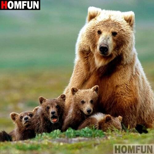 HOMFUN Full Square/Round Drill 5D DIY Diamond Painting "Animal bear" 3D Embroidery Cross Stitch 5D Home Decor Gift A17258