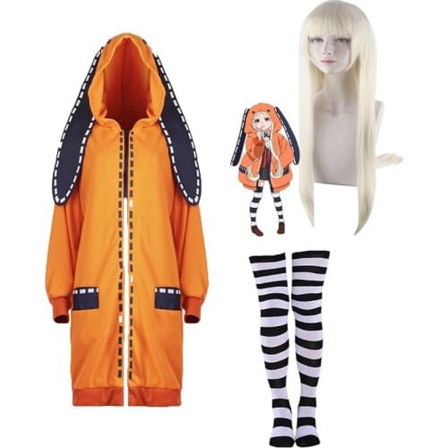 Anime Cosplay Costume Clothings Anime Yomoduki Runa Cosplay Costume For Girls Women Orange Coat Hoodies Zip Jacket Coat