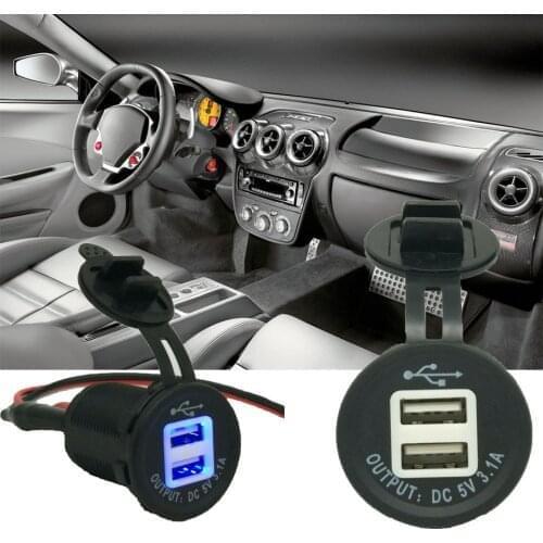 Auto Dual USB Motorcycle Phone Power Supply LED Charger Waterproof Port Socket Mobile Phones Tablets Car Accessories