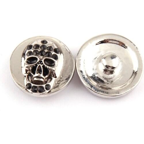 Free shipping fashion skull cz DIY snap button charm
