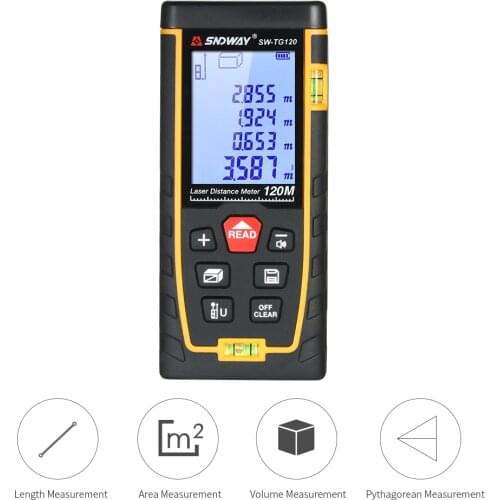 SNDWAY Digital Laser Distance Meter Portable Mini Range Finder Rangefinder with 30 Groups Data Storage LCD Display Backlight