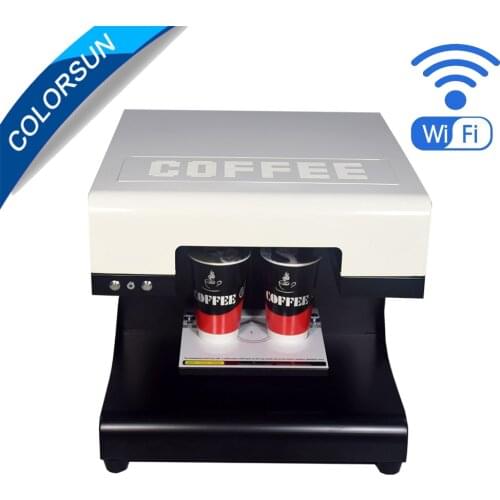 Colorsun 2 cups edible coffee cake printer machine for cake,milk printer with Wifi 4*100ml edible ink free