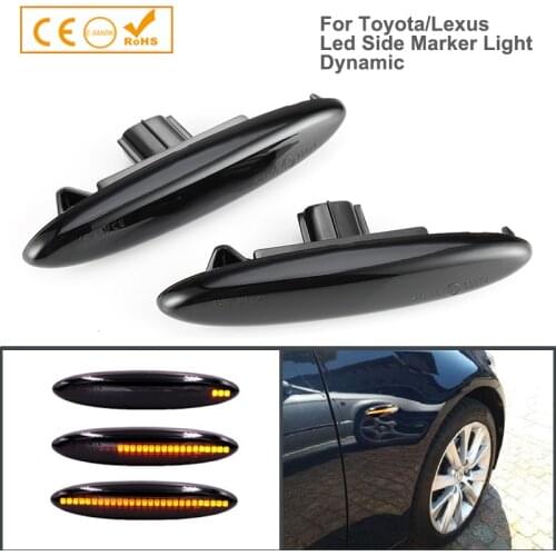 2Pcs Dynamic LED Side Marker Lights Turn Signal Lamps Car Accessories For Lexus IS250 IS350 E350 Toyota Crown Highlander Mark X