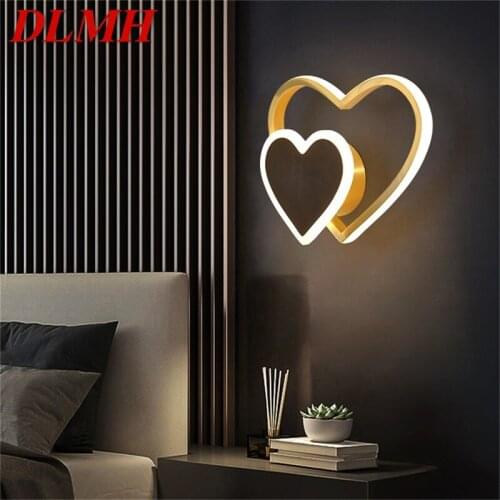 DLMH Nordic Wall Sconces Lamps Brass Contemporary Creative Love Shape LED Light Indoor For Home