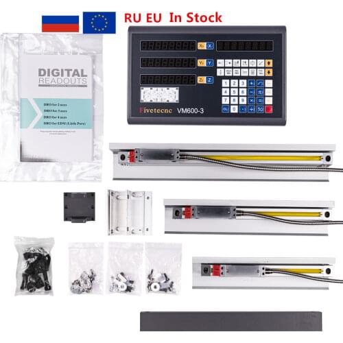 Fivetecnc DRO 3 axis Digital Readout counter+3pcs linear scale travel 100-1020mm for milling lathe machine complete set