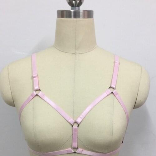 Gothic Harajuku can adjust Handmade body harness exotic apparel bondage harness sexy lingerie Pale pink harness cage bra