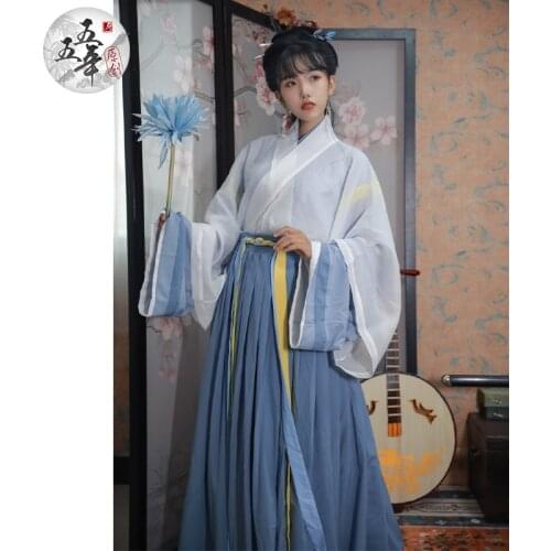 Hanfu Frost Falling Autumn Burning Gold Cross Neck Skirt Three-piece Set for Men and Women Couples