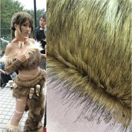 Faux Fur Fabric Immitate Wolf Fur Soft Brown Plush Fur Fabric DIY Cosplay Fur Collar Clothing Seat Cushion Decorative Materials