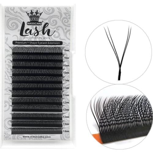 Custom Private Label Custom Box Wholesale Price 8-15mm matte black YY Shape Lash Extension Professional For Beaty Makeup