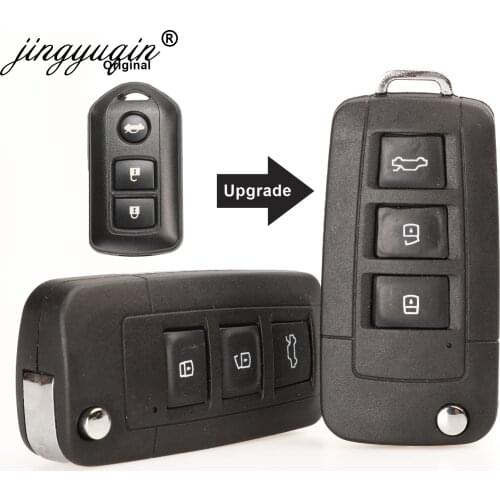 Jingyuqin 3 Buttons Modified Flip Remote Key Shell For Toyota Camry Prado Highlander Yaris Vios Folding TOY43 Car Fob Case