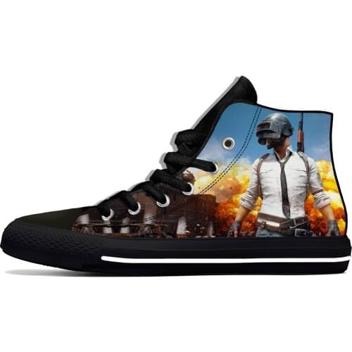 PlayerUnknowns Battlegrounds PUBG Game Cartoon Casual Cloth Shoes High Top Lightweight Breathable 3D Print Men Women Sneakers