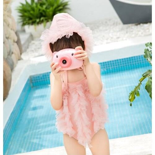 2Piece Summer Princess Girls Baby Swimwear Bikini Swimsuit One-piece Swimming Bathing Suit Beach Costume With Swimming cap