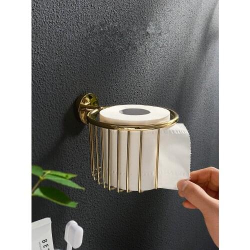 Copper Bathroom Paper Basket Wall Mounted Solid Brass Bathroom Shower Shampoo Shelf Bathroom Shelf Paper Box Gold/Black/Chrome