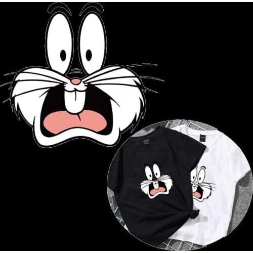Lovely Fun Rabbit Animal Patch Iron On Appliques T-shirt Heat Transfer Stickers Clothes DIY Printing Thermal Transfer badges