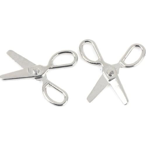 2pcs Mini Metal Scissors Miniature Dolls House Furniture 1:12 Dollhouse Decor Pretend Play Toy