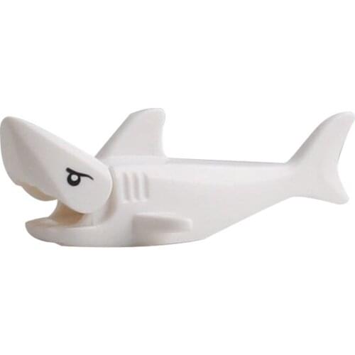 [MOC Hub] White Shark Animals Building Blocks Brick Horse Crocodile Gorilla Tiger Kids Toys Animal Lockings Figures Assemble