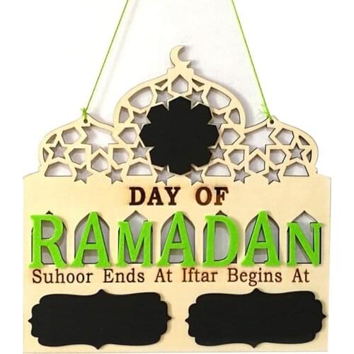Islam Ramadan Countdown to EID Mubarak Advent Wooden Hanging Message Board Home DIY Decorations Crafts Party Supplies
