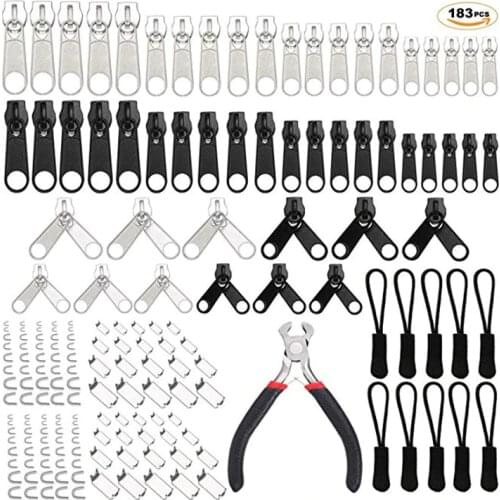 Meetee 5# Nylon Zipper Repair Kit Replacement Zippers Installation Tools for Bags Tents Luggage Quilt Cover Zip Pull Tab Sewing