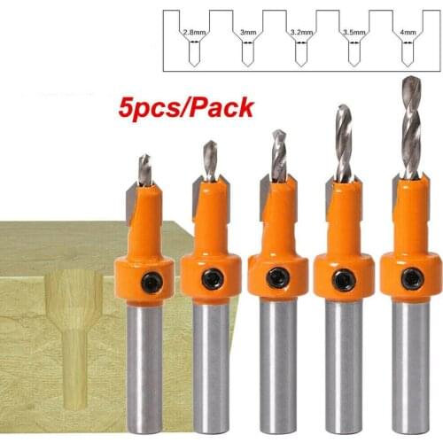 5pcs Hexagon Shank Countersink Router Drill Bits Set Woodworking Screw Wood Hole Cricut Wood Milling Cutter Woodworking Tools