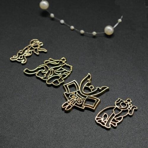 New 10 pcs/lot New Girl elephant rabbit Metal Frame Pendant Gold Charm Bezel Setting Cabochon Setting UV Resin Charm