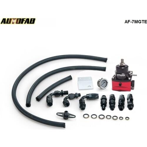 Racing Car New Billet Fuel Pressure Regulator+Gauge Kit Fittings With Oil Line Red For Honda Accord 03-07 AF-7MGTE